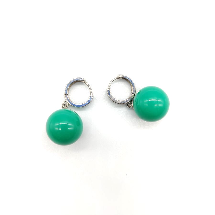 Boucles d'oreilles Maou - Couleur Vert et Argent