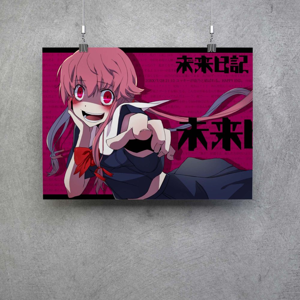 Poster Anime MIRAI NIKKI, Yuno Gasai (placa decorativa - MDF - 28X40cm)