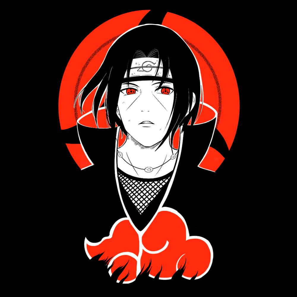 Camiseta masculina Preta algodao Nuvem Vermelha Akatsuki Naruto Arte