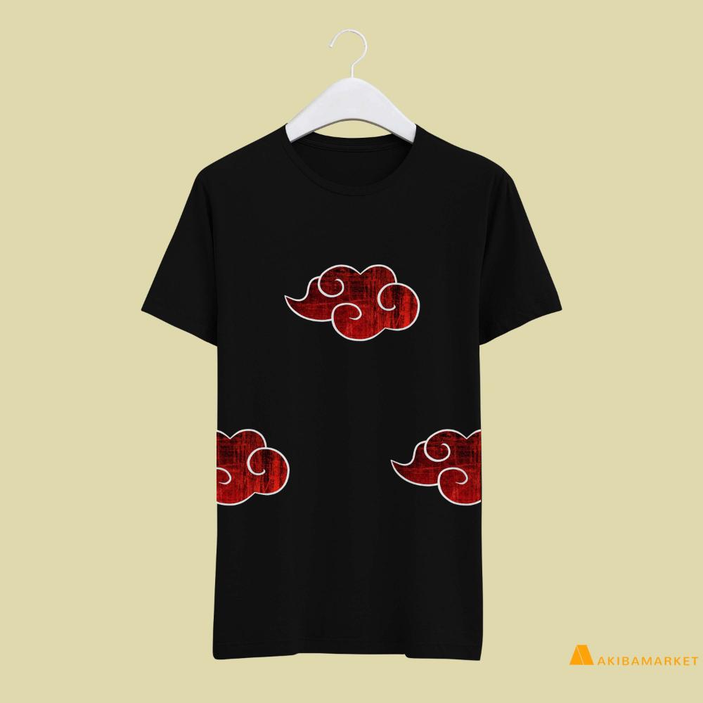 Venda quente anime t-shirt naruto akatsuki nuvem impressão de